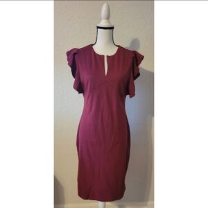 Burgundy Ruffle Sleeve Dress